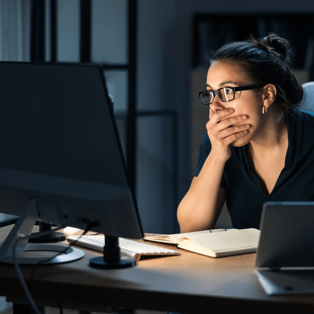 Woman Shocked at Computer
